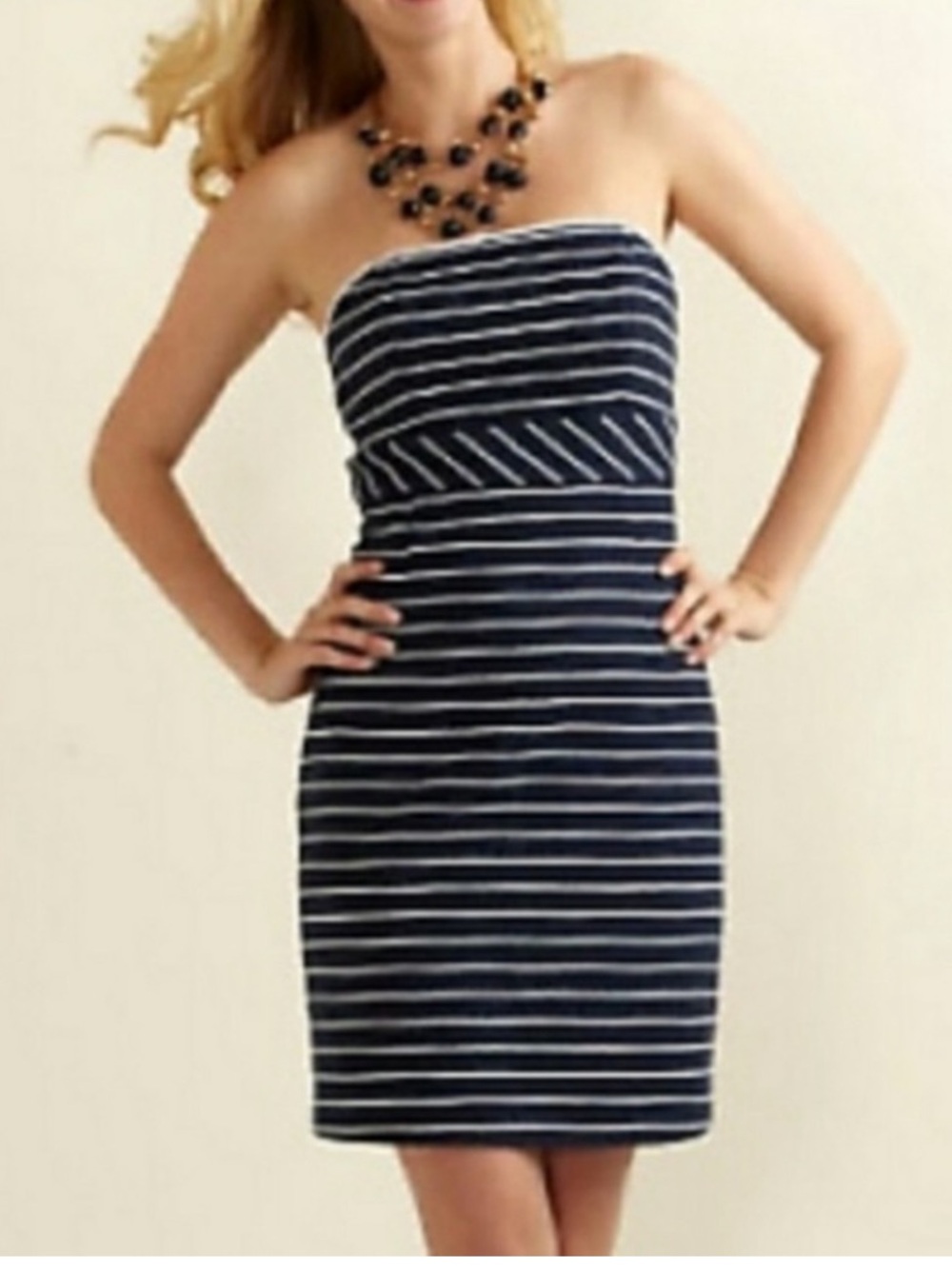 Vineyard Vines Navy and White Stripes Jacquard Sheath Dress